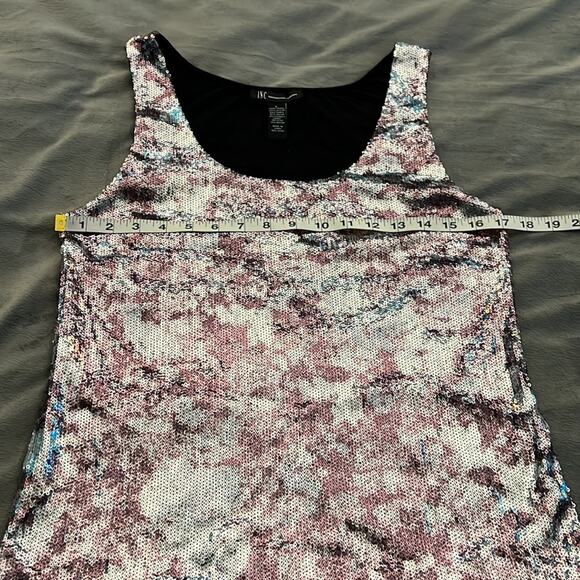 INC International Concepts Size L Sequin Front Tank Top Woman Fancy Shimmery - Picture 7 of 8